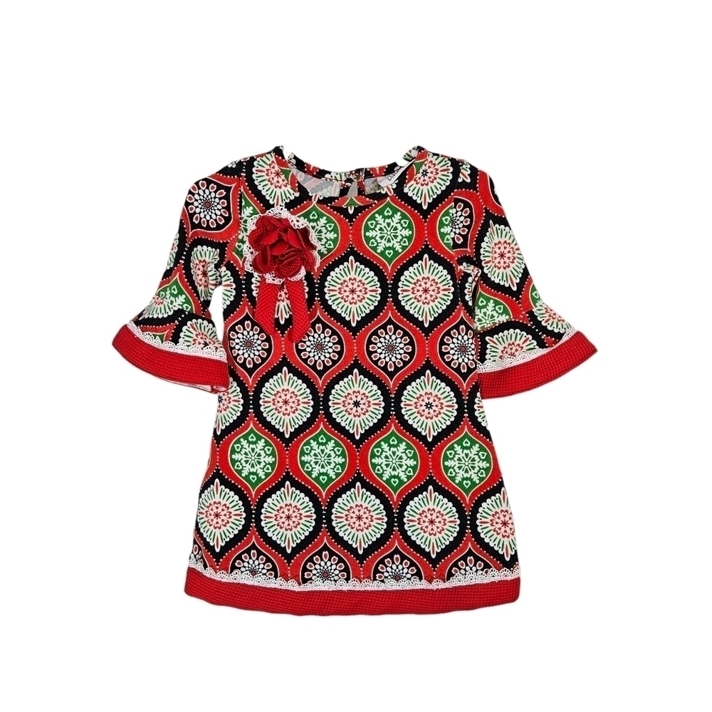 Counting Daisies Christmas Geometric Boutique Dress
